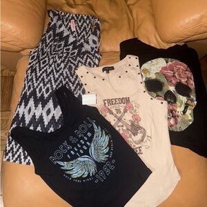 Adorable Set of 4 Graphic Tank Tops (tagged S/M/L but suggest all fit Small)